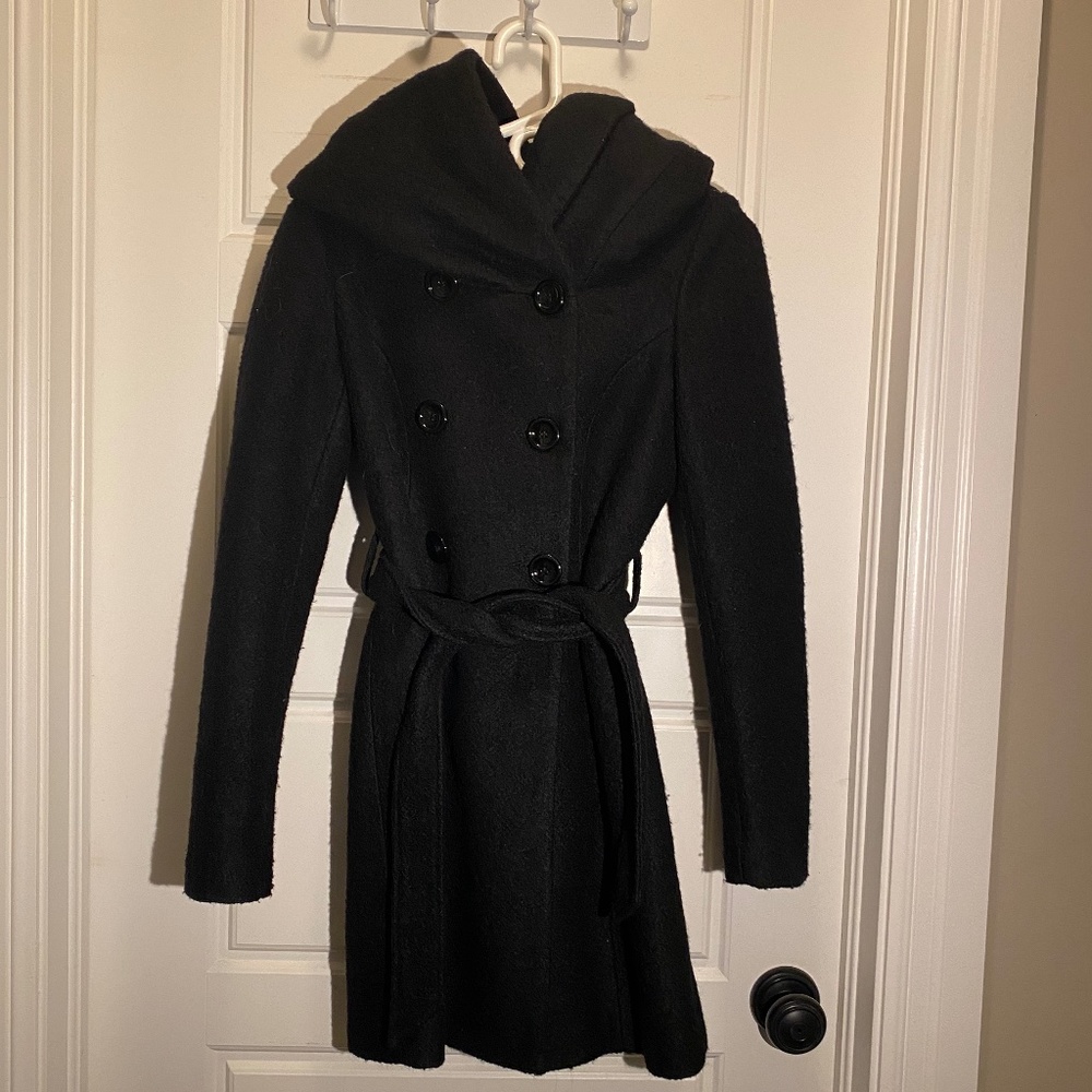 Ricki's Black Double-Breasted Wool Coat with Belt